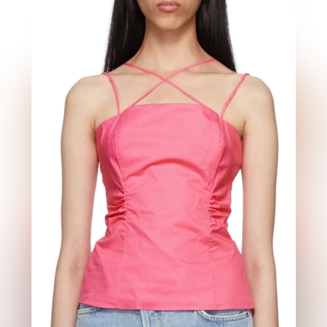 Frame Pink Tie Back Top